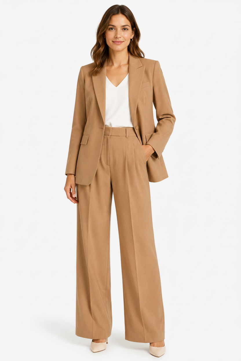 VALERIQUE | Ensemble Blazer et Pantalon en Coton Léger pour Femme – Coupe Structurée
