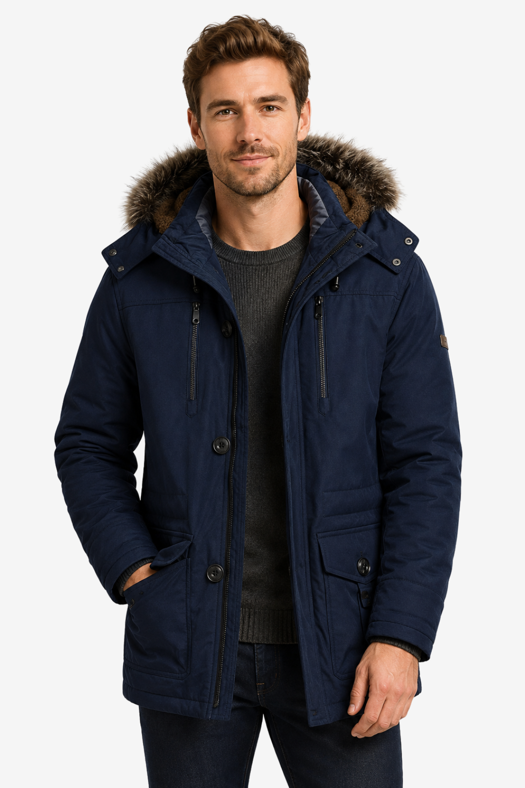 VALERIQUE | Veste d'Hiver à Capuche pour Homme – Bordure en Fausse Fourrure et Conception Isolante pour l'Extérieur
