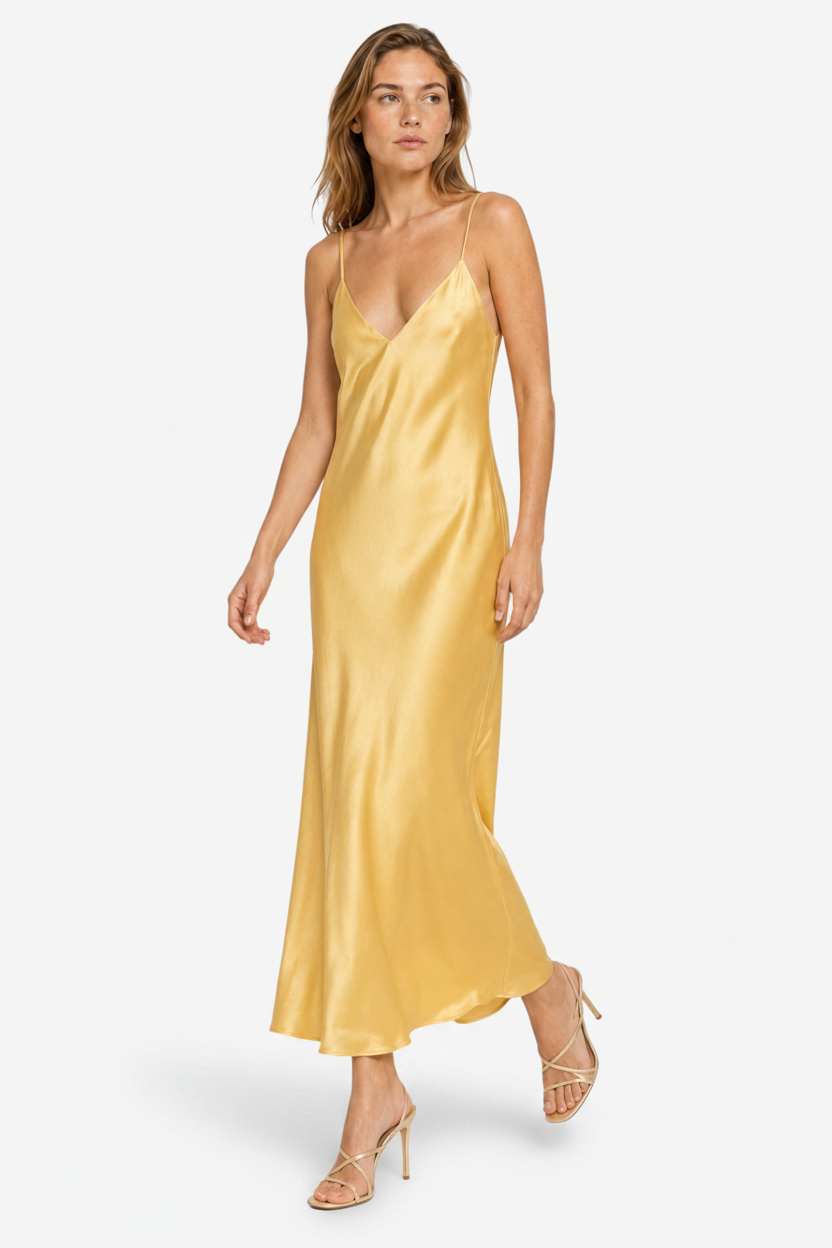 VALERIQUE | Femme Robe longue à fines bretelles coupe fluide style décontracté
