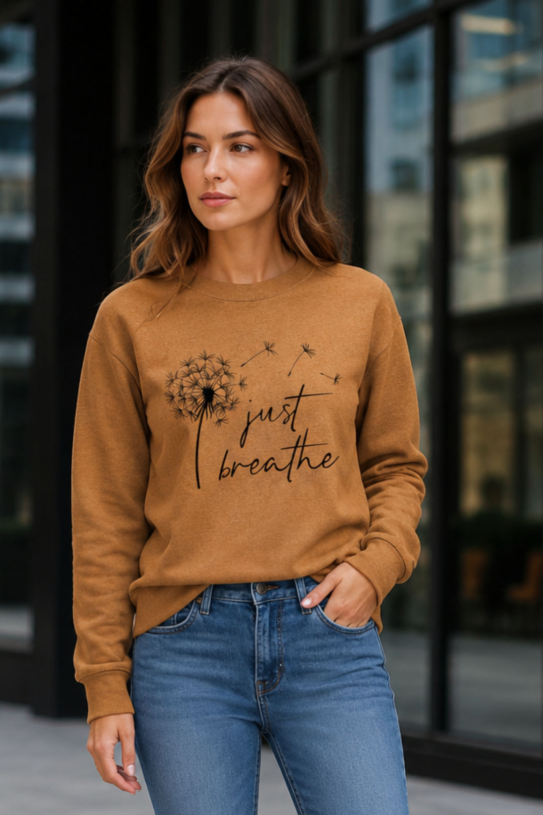 VALERIQUE | Graphique pour Femme – Col Rond Manches Longues Design Décontracté