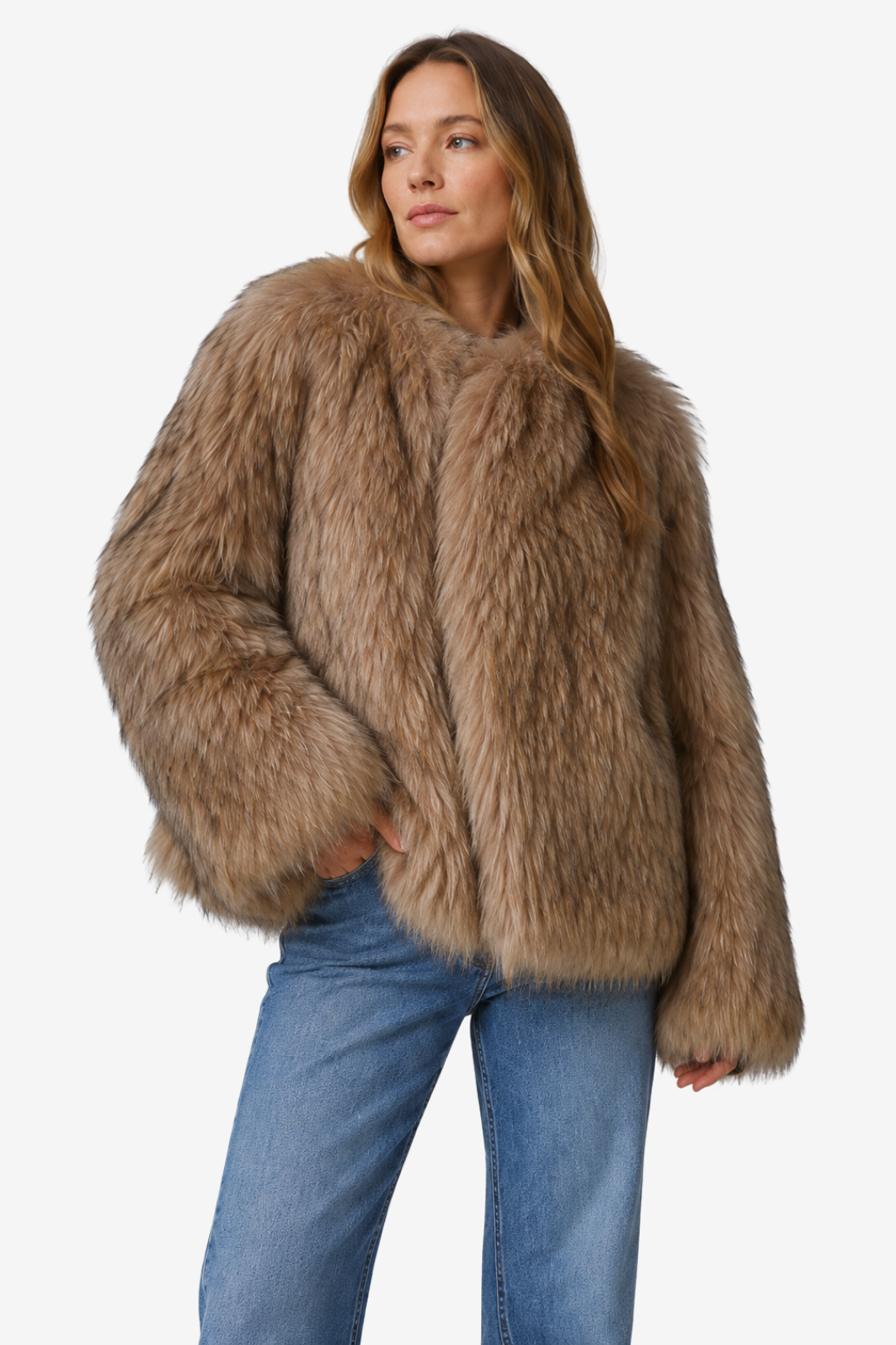 VALERIQUE | Veste en Fausse Fourrure pour Femme – Texture Pelucheuse Design Hivernal Décontracté