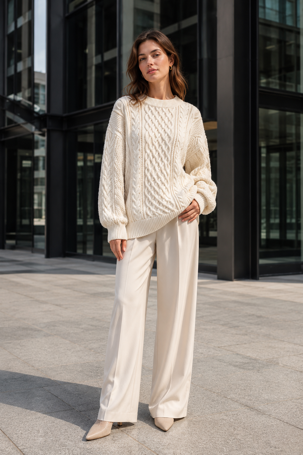 VALERIQUE | Pull en Maille Torsadée pour Femme – Col Rond Texturé Design Décontracté