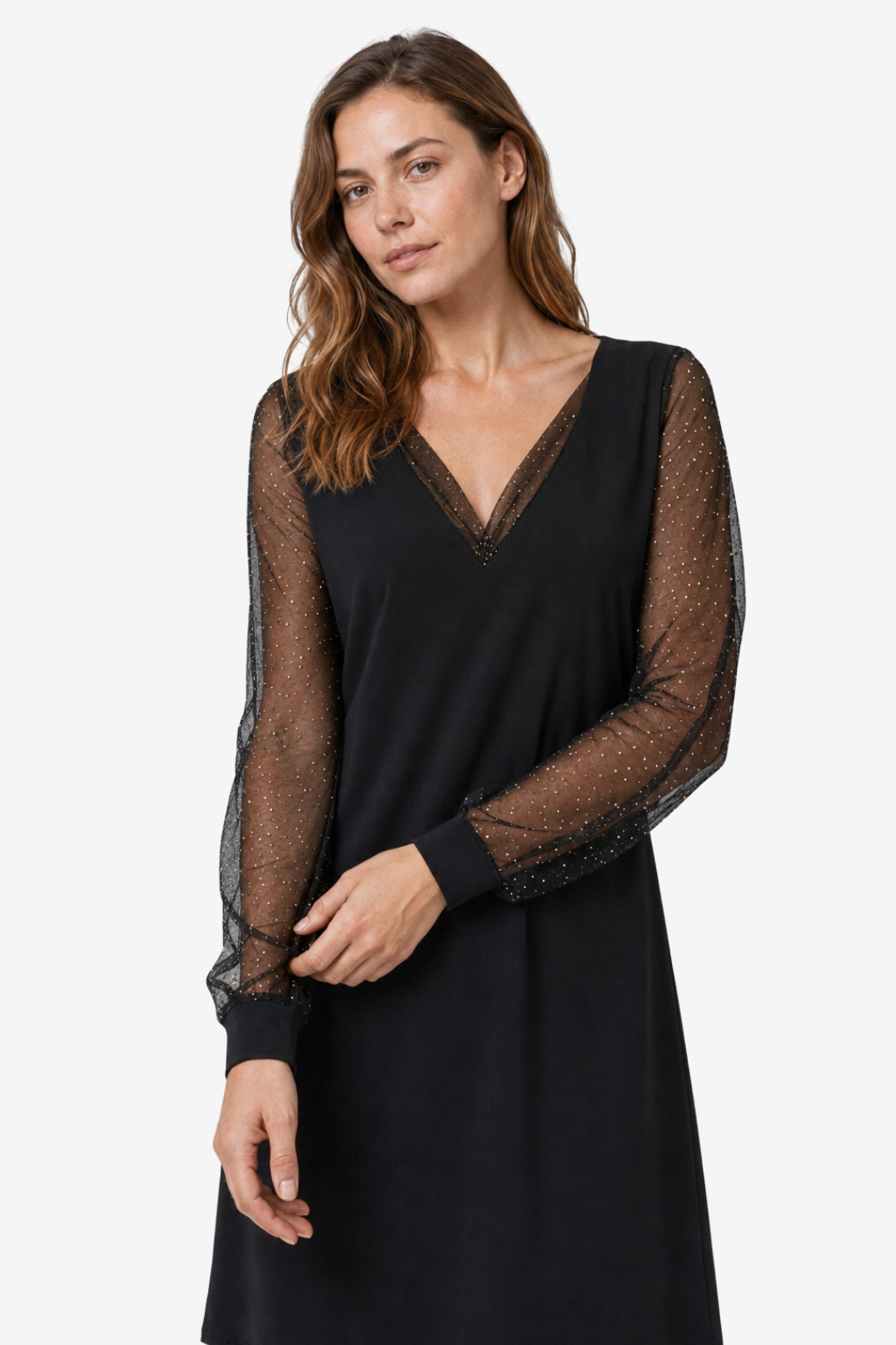 VALERIQUE | Robe Asymétrique à Manches Longues en Maille Légère pour Femme – Coupe Fluide