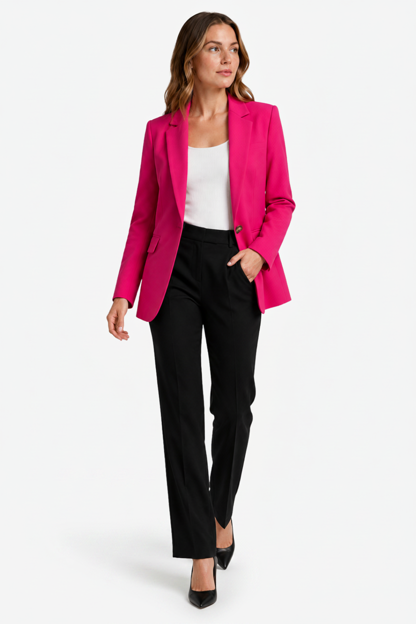 VALERIQUE | Blazer ajusté pour femme – Fermeture à bouton unique et poches à rabat