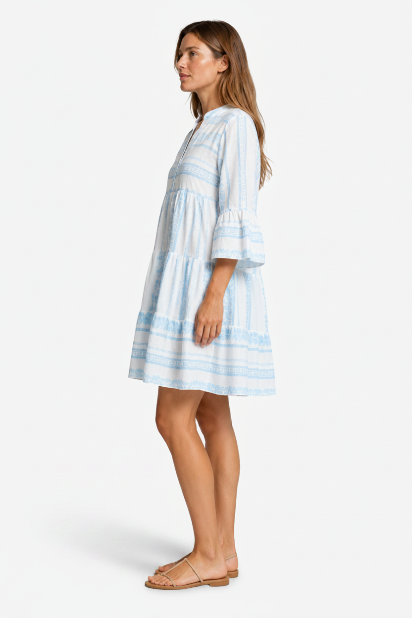 VALERIQUE | Robe Midi Ample pour Femme – Col V et Boutonnée