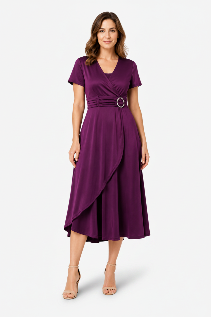 VALERIQUE | Robe de Soirée Asymétrique Col V à Strass pour Femme – Féminité Sculptée