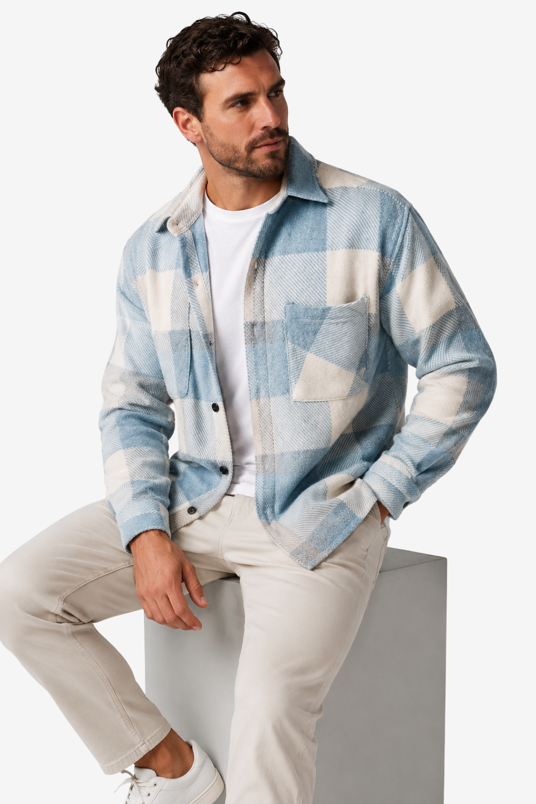 VALERIQUE | Surchemise à Carreaux pour Homme – Fermeture Boutonnée Poche Poitrine Design Décontracté
