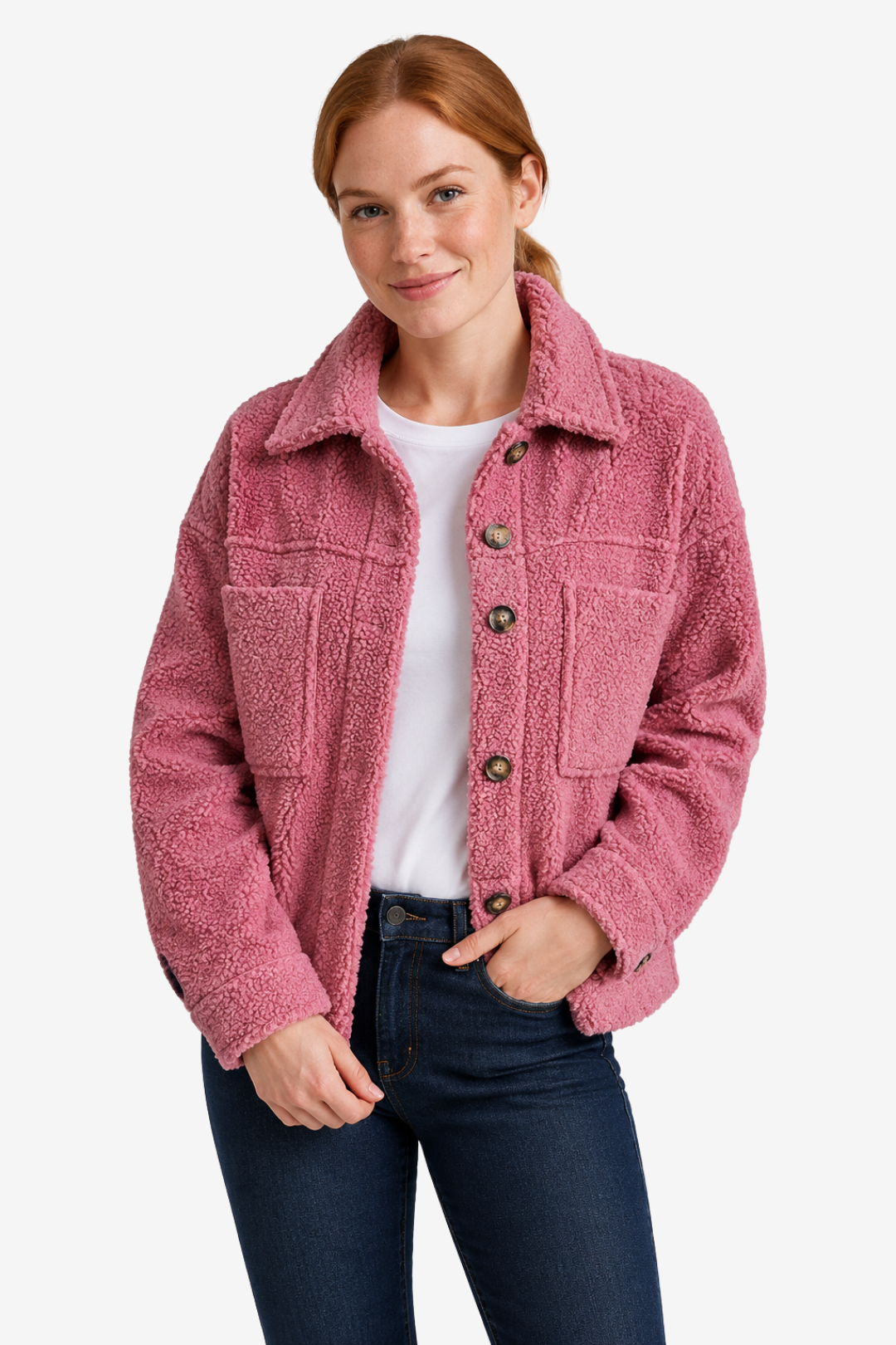 VALERIQUE | Manteau Droit Femme – Polaire Texturée et Poches
