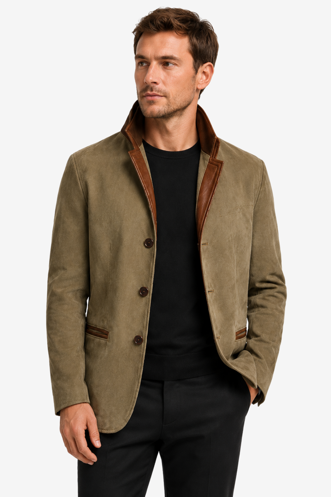 VALERIQUE | Blazer Ajusté pour Homme – Col Superposé Fermeture Boutonnée Classique