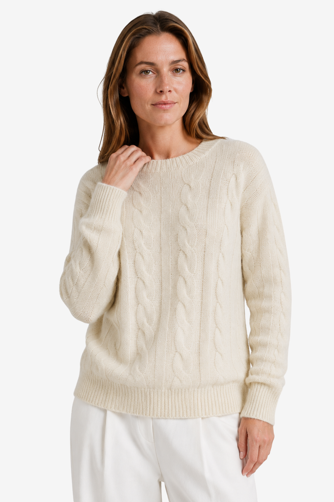 VALERIQUE | Pull en Maille Torsadée pour Femme – Col Rond Manches Longues Design Confortable