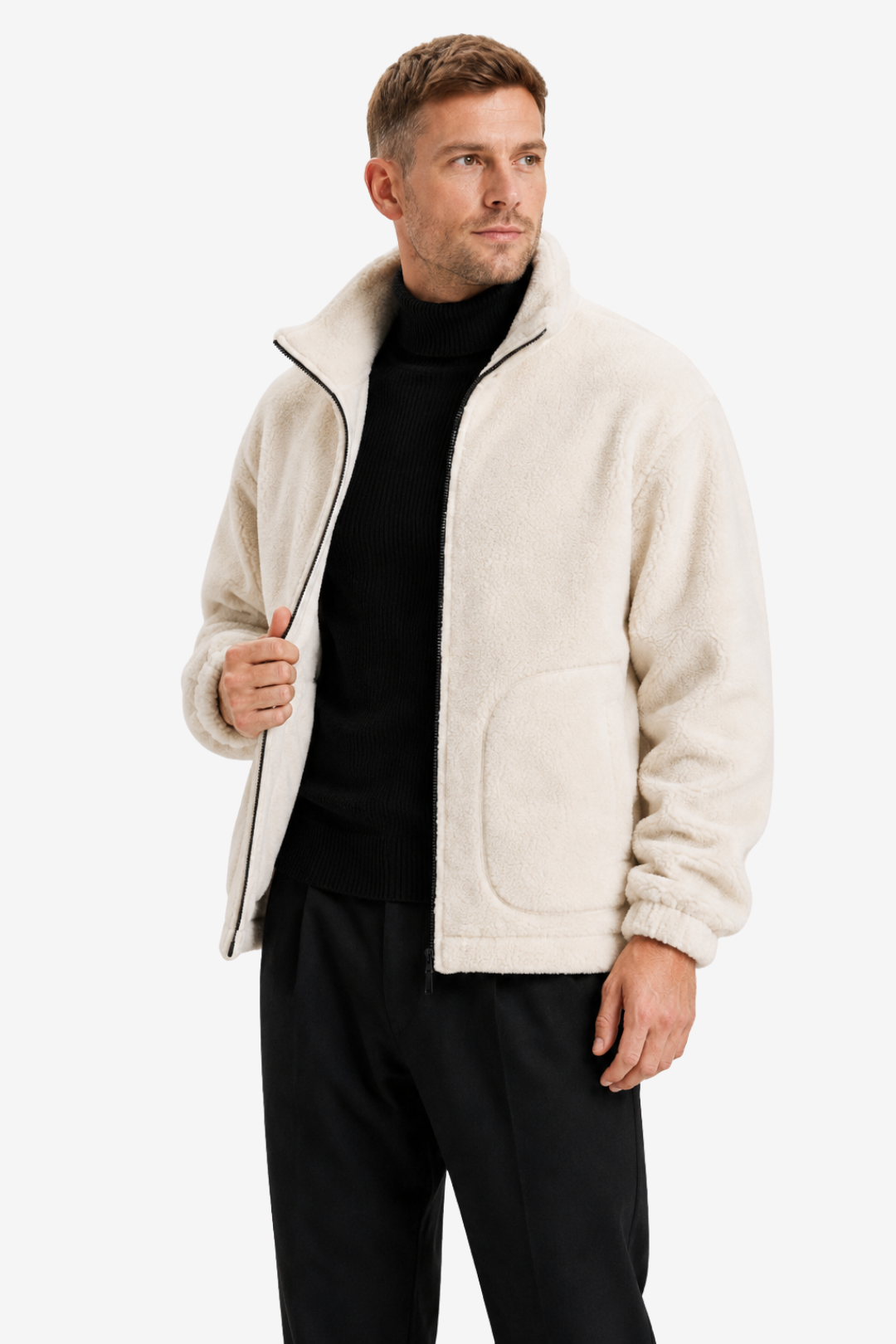 VALERIQUE | Veste Polaire pour Homme – Col Montant Fermeture Zippée Design Décontracté