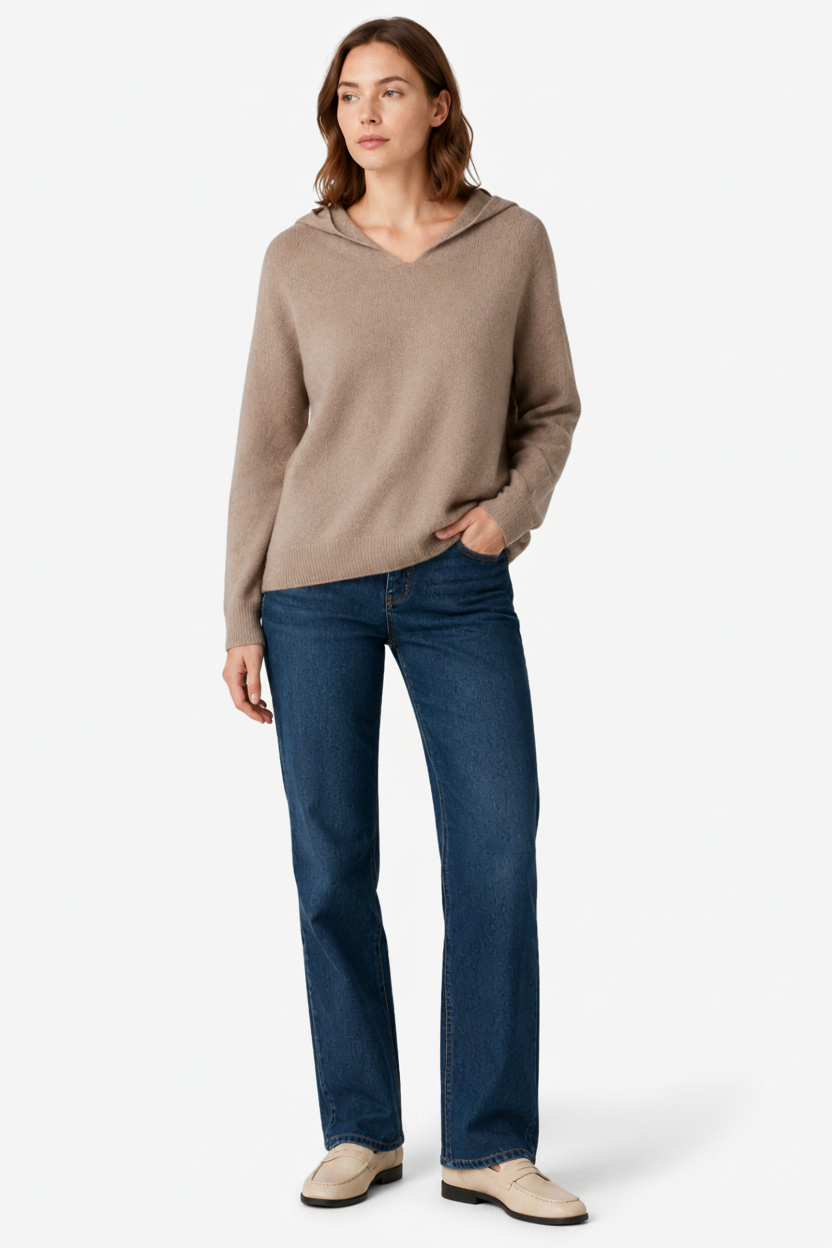 VALERIQUE | Pull à Capuche Décontracté en Laine pour Femme – Coupe Ample