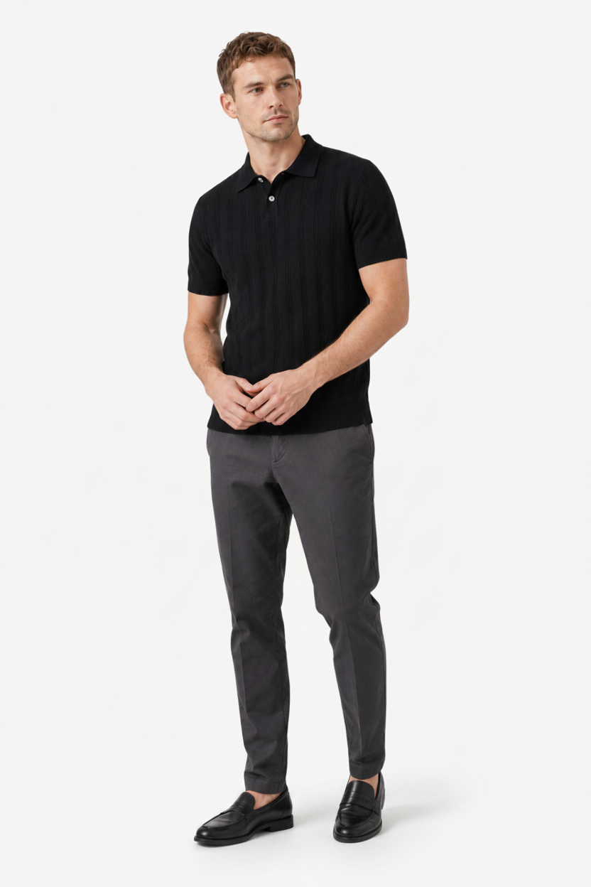 VALERIQUE | Polo Texturé Léger en Coton pour Homme – Col Classique Décontracté