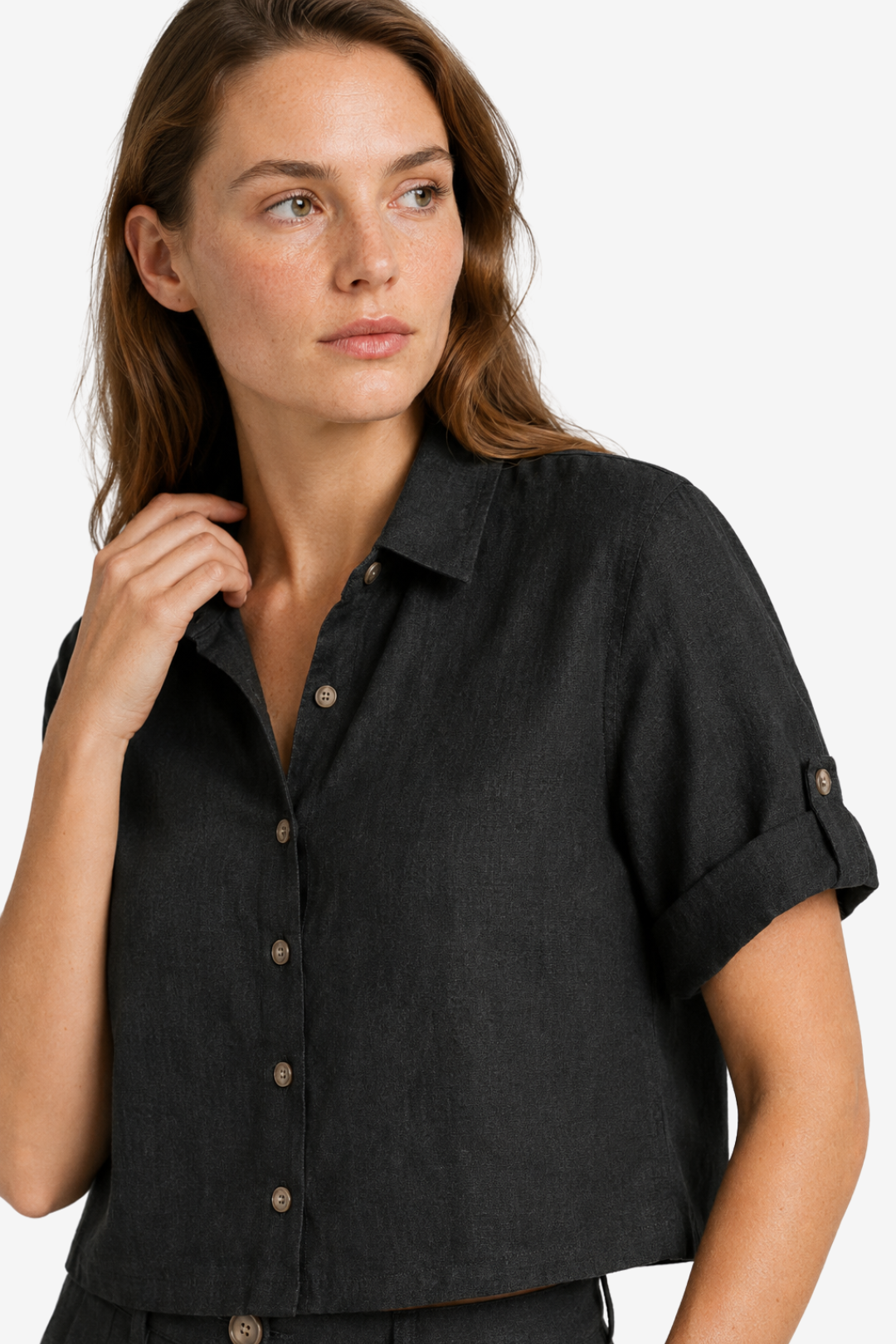 VALERIQUE | Ensemble Deux Pièces en Mélange de Lin pour Femme – Chemise Ample et Short Taille Haute