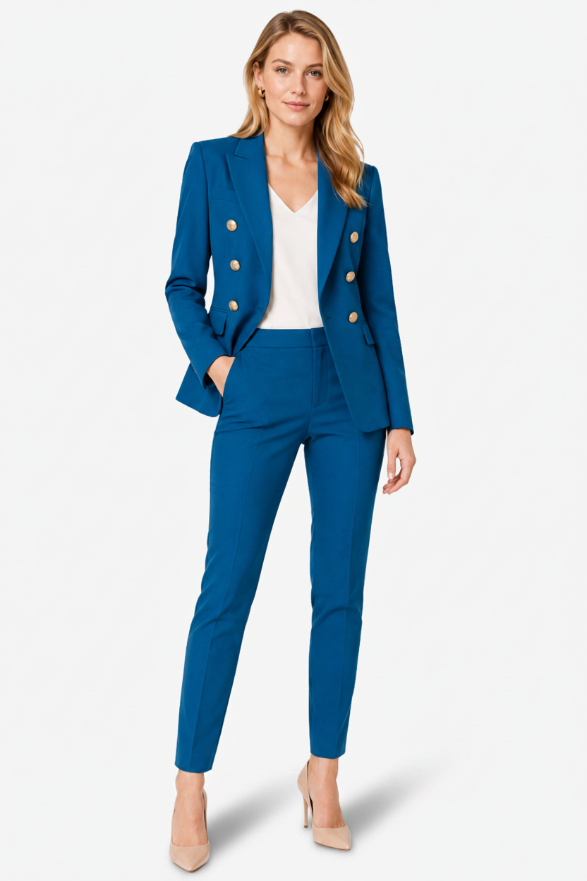 VALERIQUE | Ensemble Tailleur Deux Pièces pour Femme – Blazer Croisé Pantalon Ajusté Design Élégant