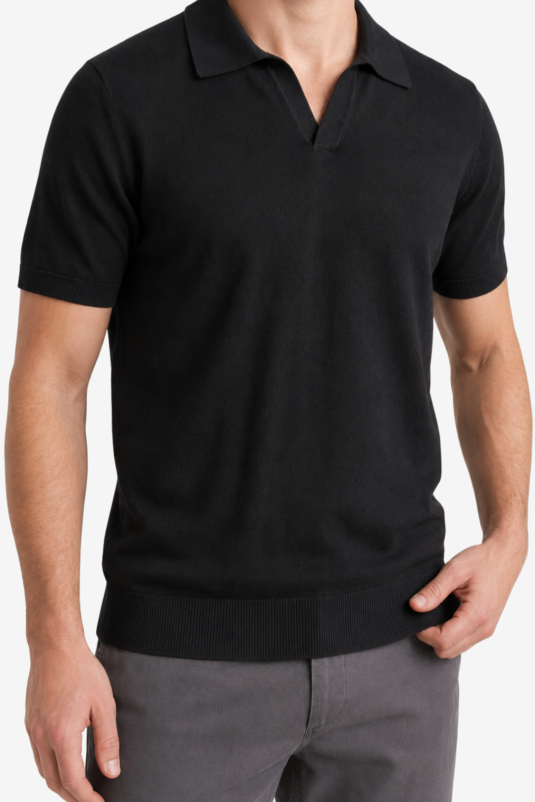 VALERIQUE | Polo Minimaliste en Maille Légère pour Homme – Col Ouvert Décontracté