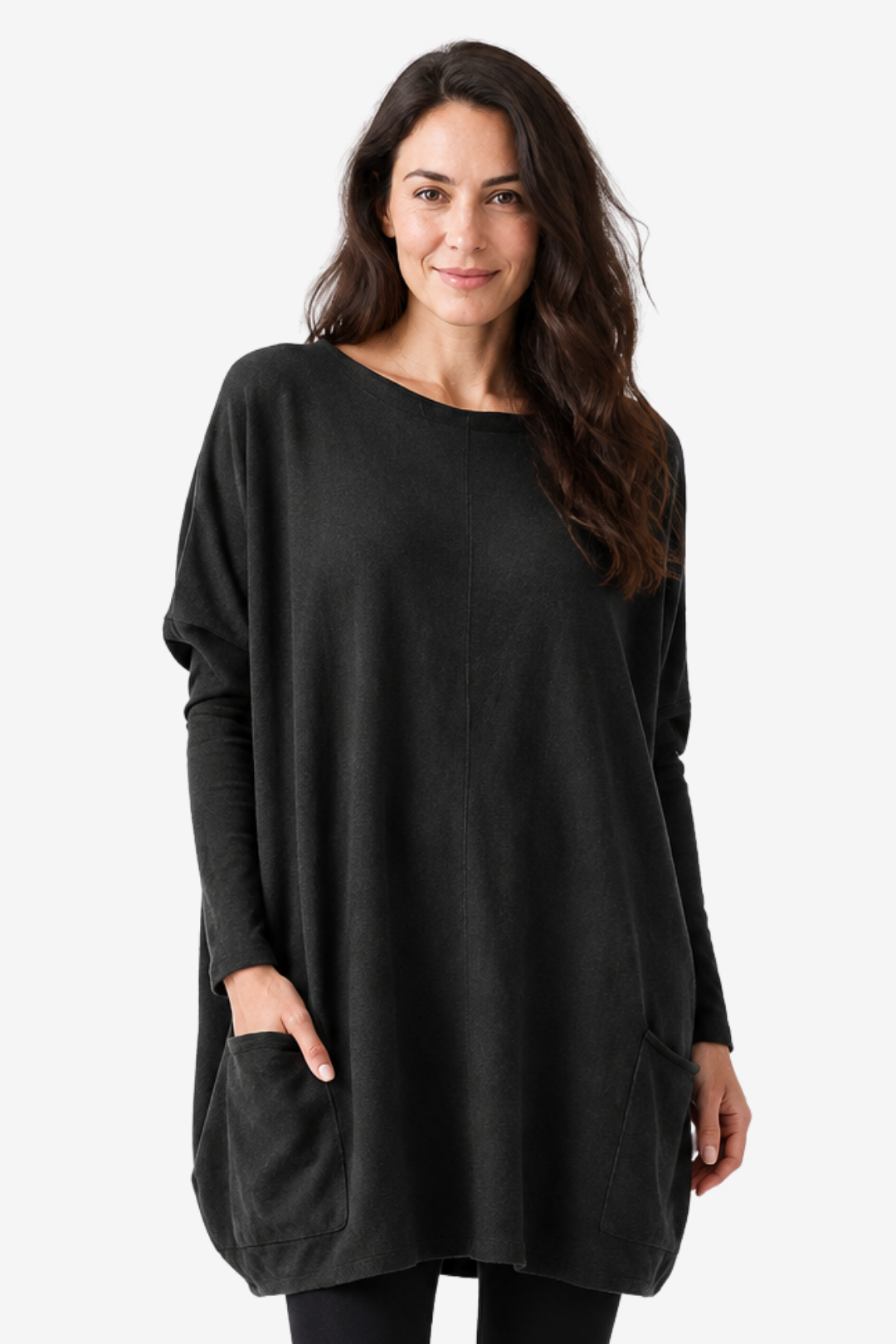 VALERIQUE | Haut Tunique Oversize pour Femme – Manches Longues Poches Latérales Design Décontracté