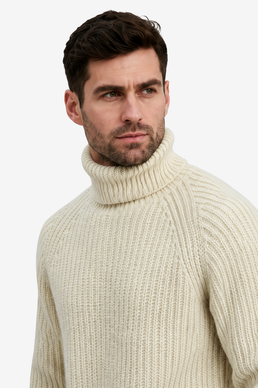 VALERIQUE | Pull pour homme à col montant – Coupe droite en maille côtelée