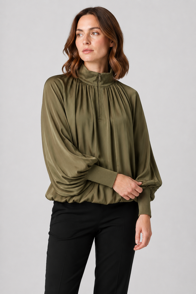 VALERIQUE | Blouse à Revers Plissés pour Femme – Élégance Fluide