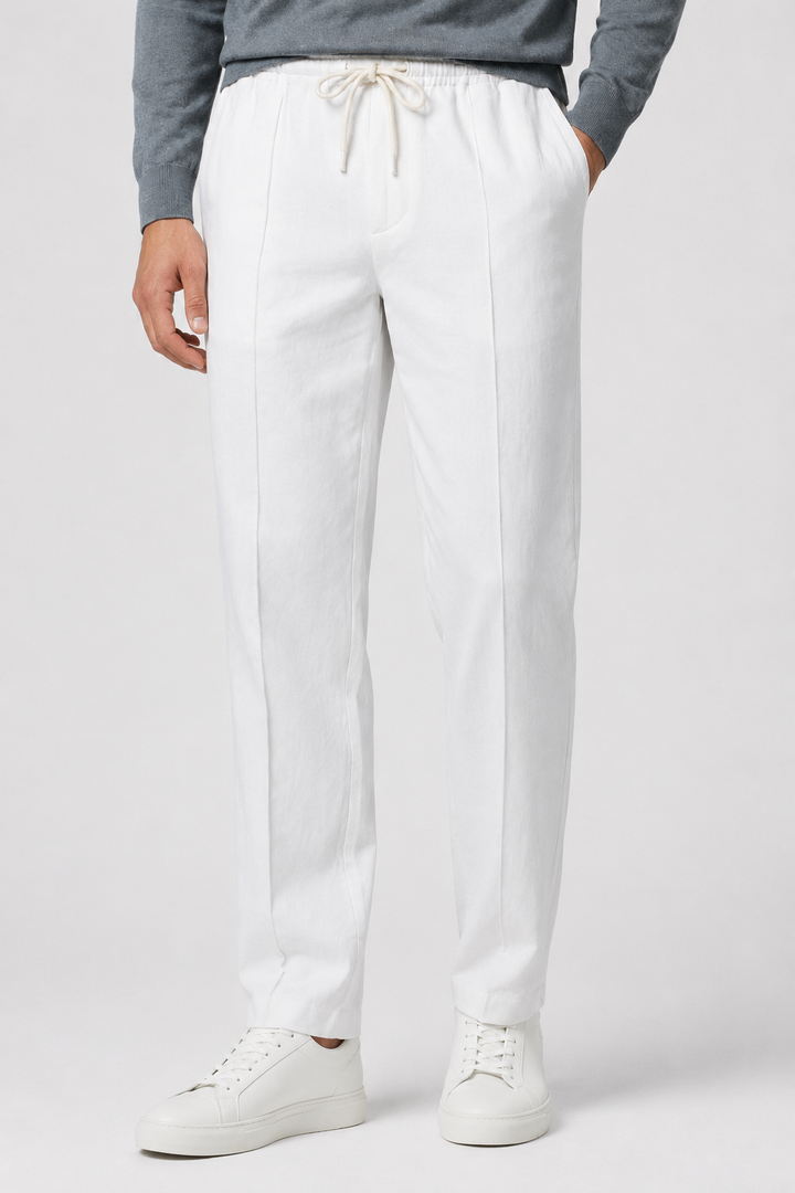 VALERIQUE | Homme Pantalon Décontracté en Mousseline - Taille Élastiquée avec Cordon de Serrage, Poches Latérales