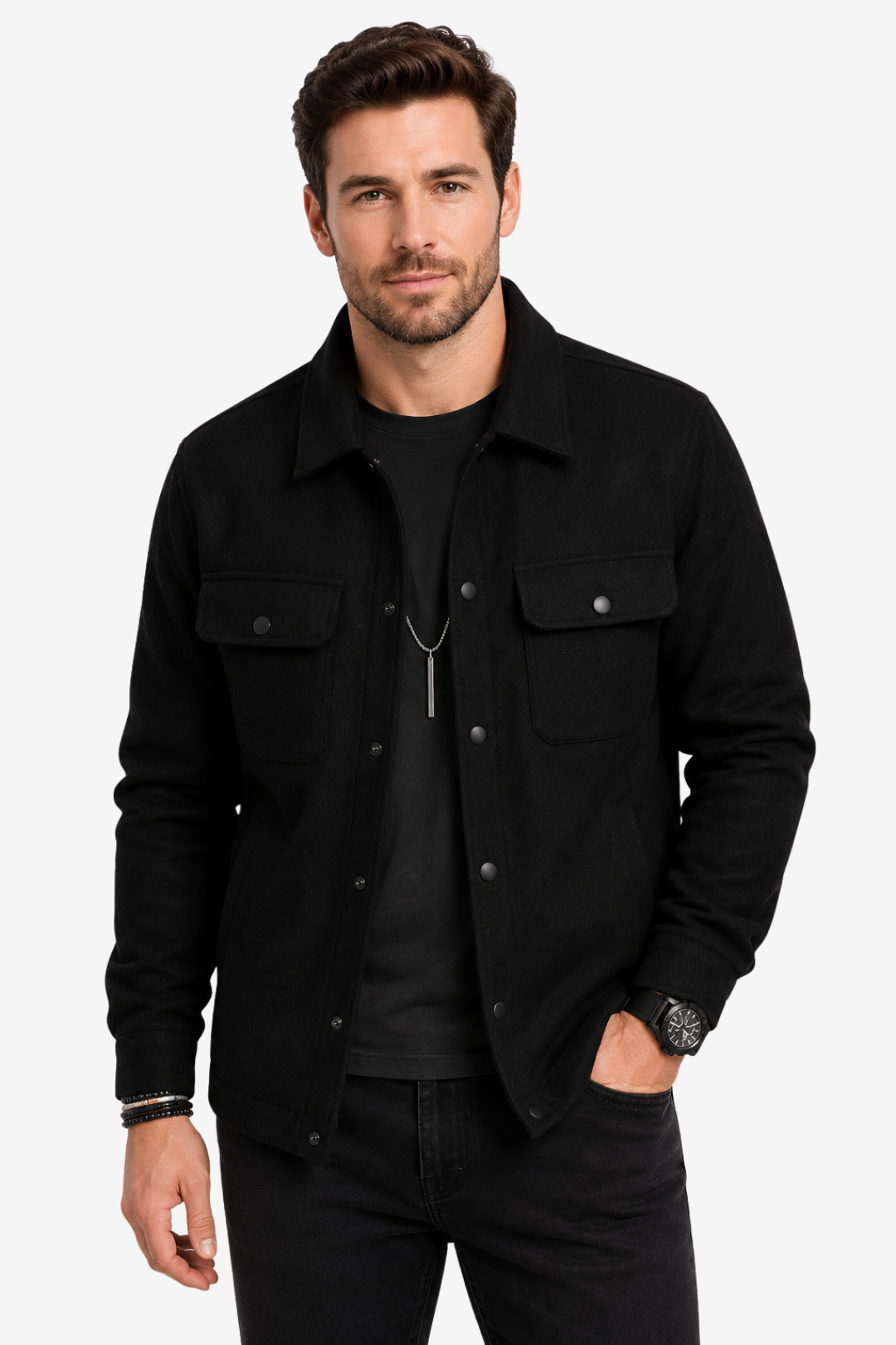 VALERIQUE | Surchemise Utilitaire pour Homme – Fermeture Boutonnée Poches à Rabat Design Décontracté