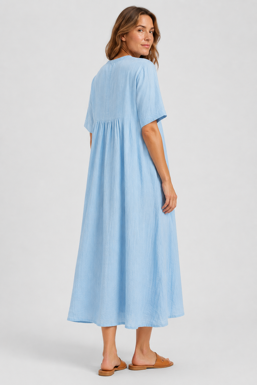 VALERIQUE | Robe Midi Ample pour Femme – Col V