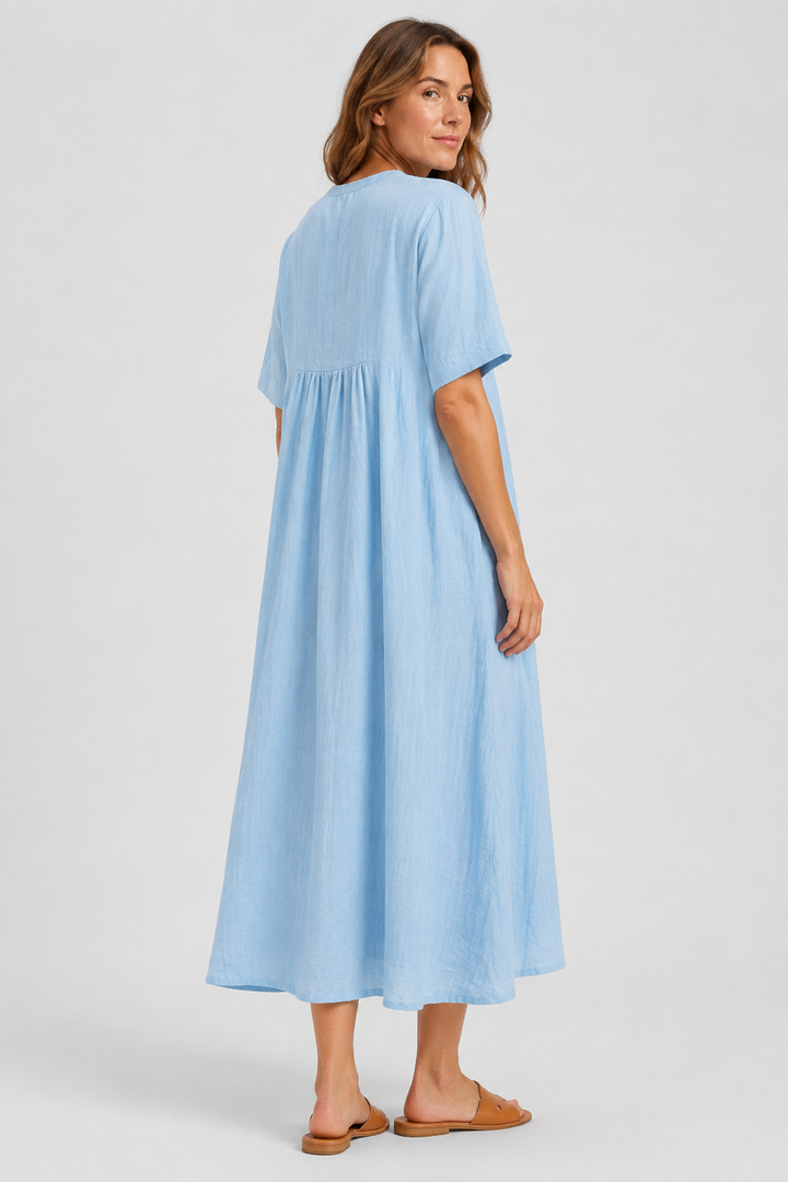 VALERIQUE | Robe Midi Ample pour Femme – Col V