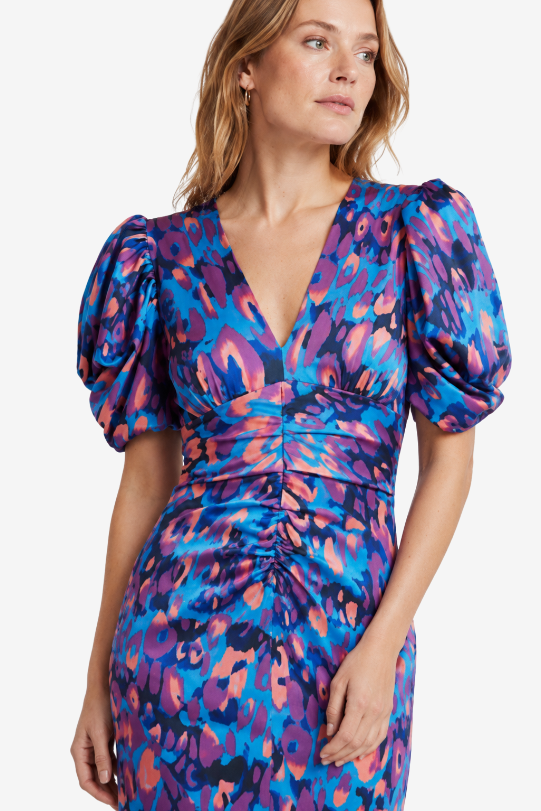 VALERIQUE | Robe Midi en Coton Léger Imprimé pour Femme – Manches Plissées