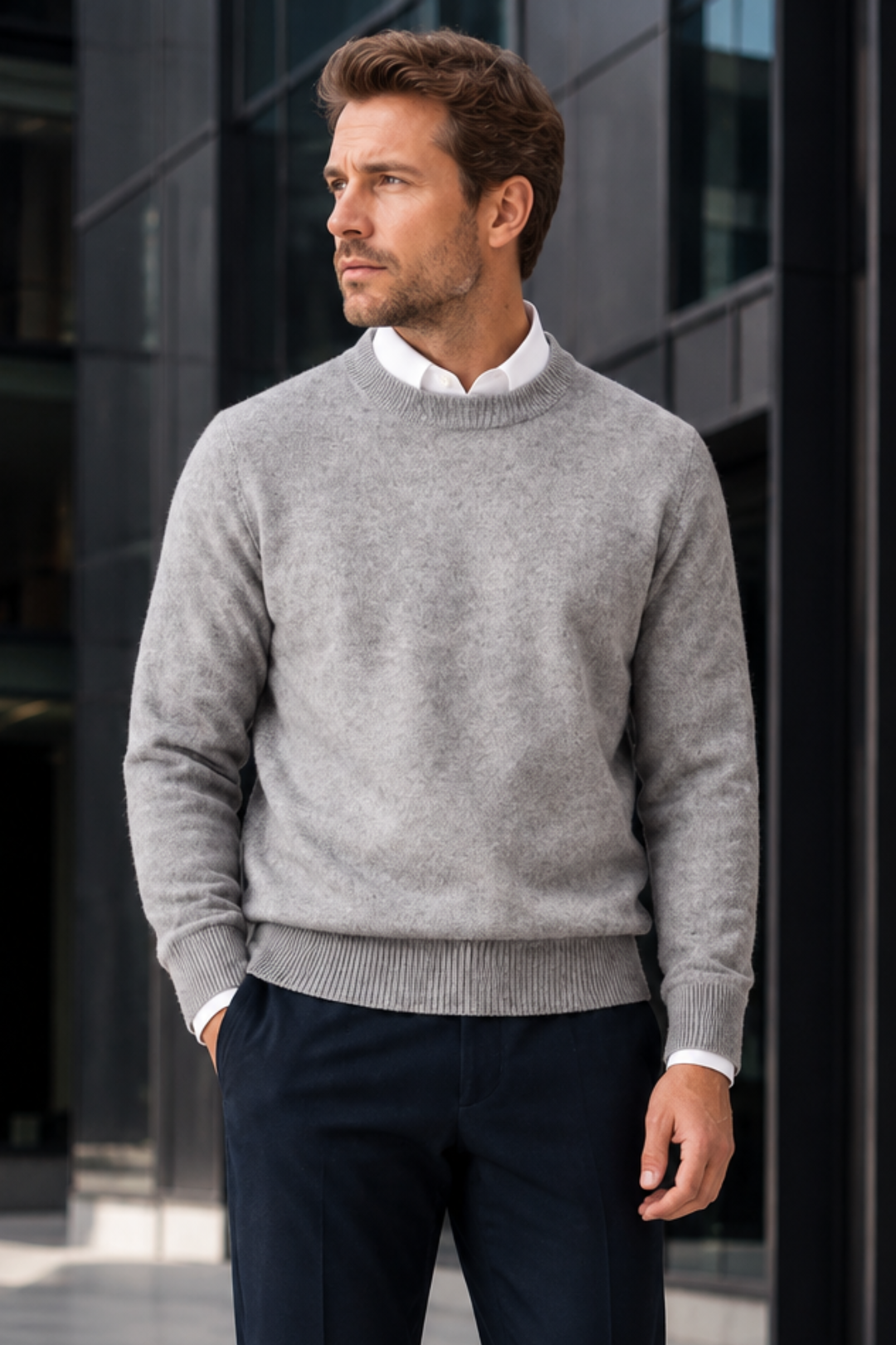 VALERIQUE | Pull Col Rond pour Homme – Maille Classique Manches Longues Finitions Côtelées