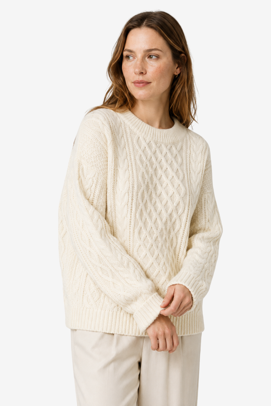 VALERIQUE | Pull en Maille Torsadée pour Femme – Col Rond Texturé Design Décontracté