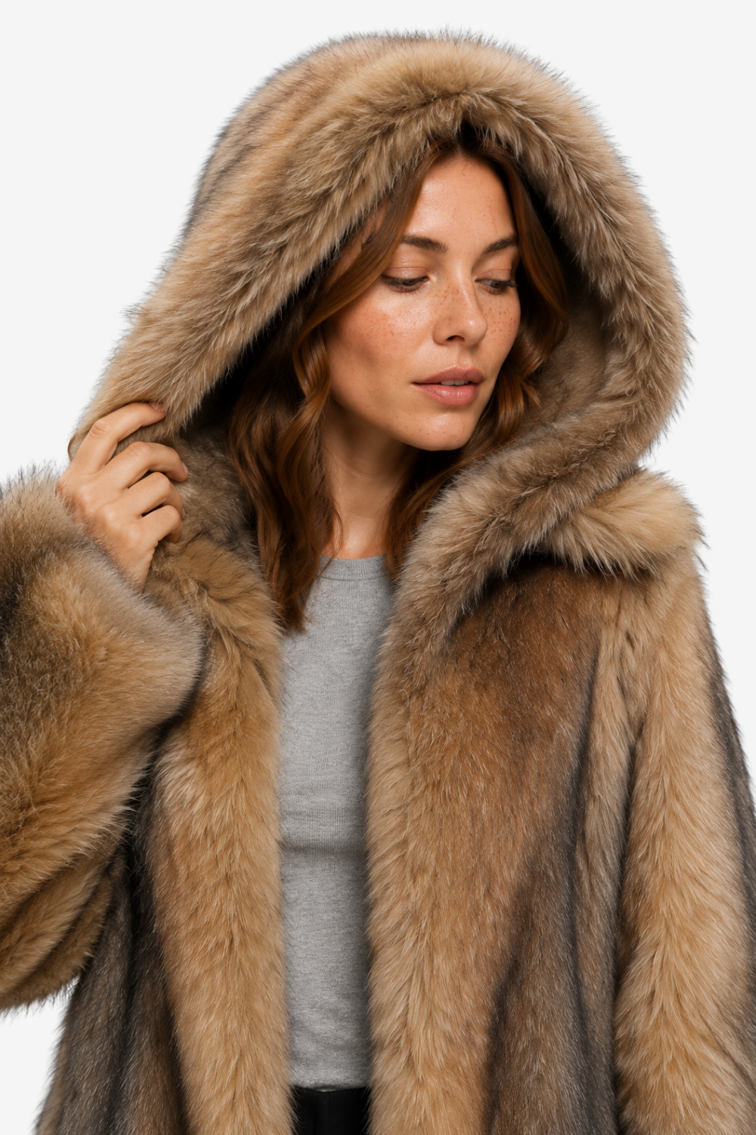 VALERIQUE | Manteau Long pour Femme – Capuche en Fausse Fourrure