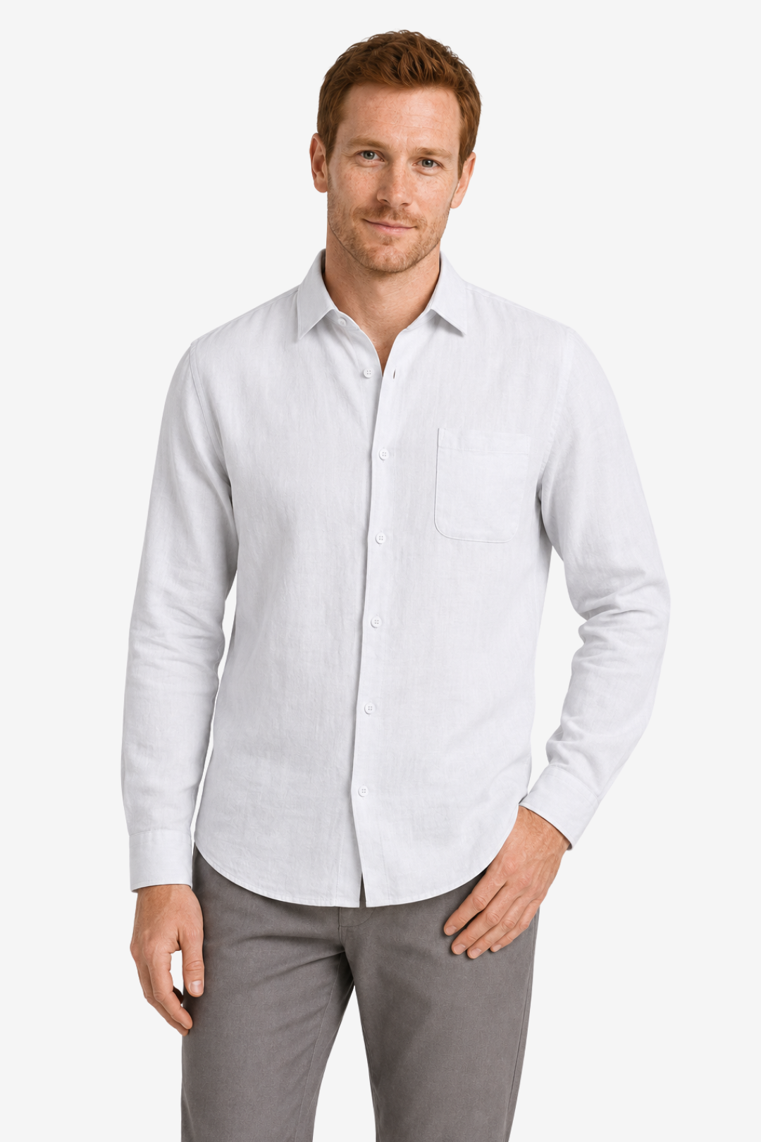 VALERIQUE | Homme chemise en lin à manches longues avec col classique et fermeture boutonnée pour usage quotidien