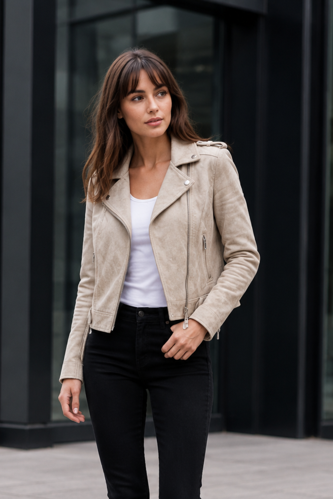 VALERIQUE | Veste en Cuir pour Femme – Coupe Courte Style Biker Fermeture Zippée