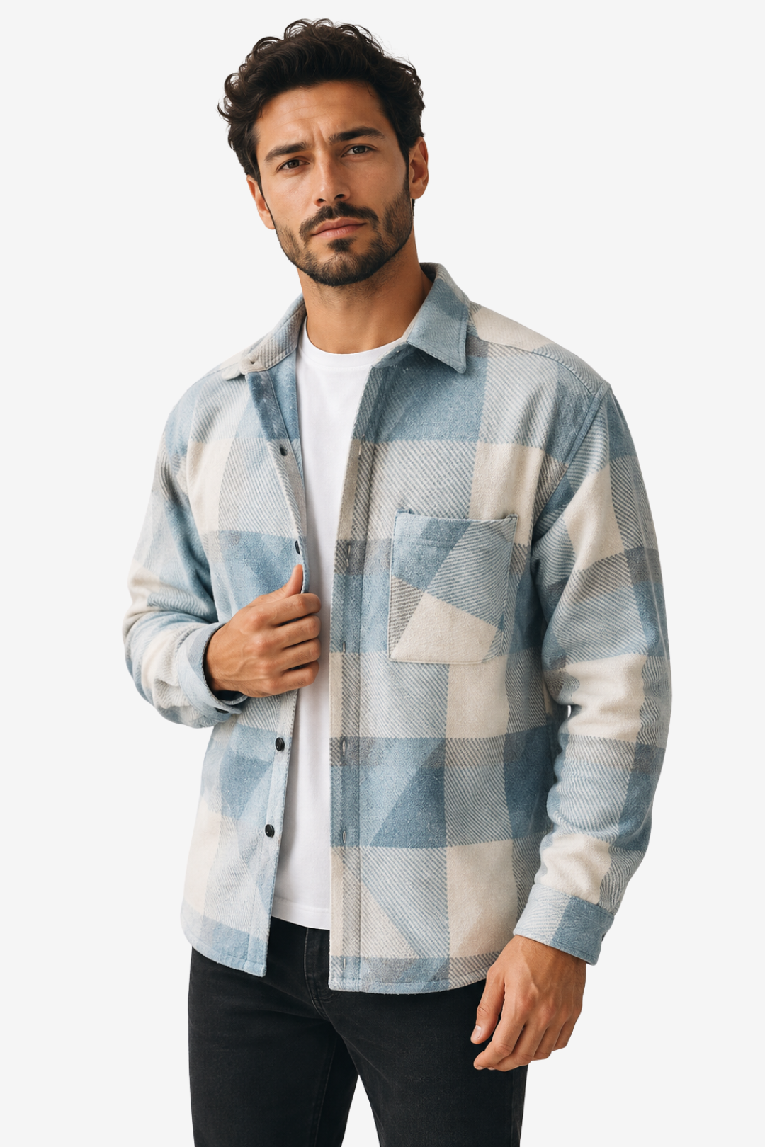 VALERIQUE | Surchemise à Carreaux pour Homme – Fermeture Boutonnée Poche Poitrine Design Décontracté