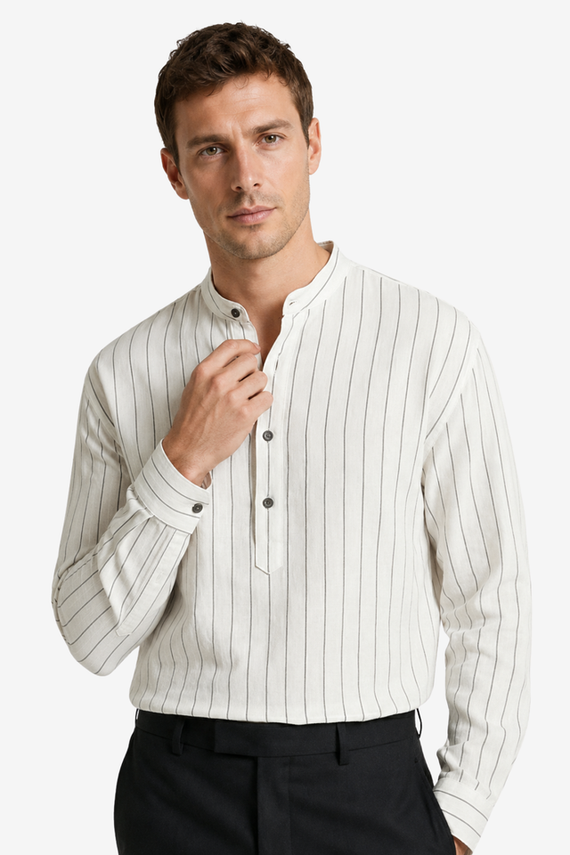 VALERIQUE | Homme Chemise col officier rayée coupe ajustée style moderne
