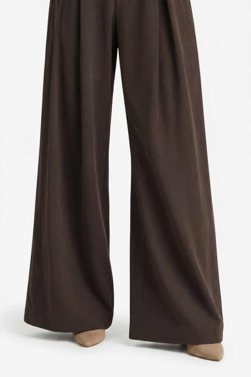 VALERIQUE | Pantalon Large Plissé Jacquard pour Femme – Élégance Fluide