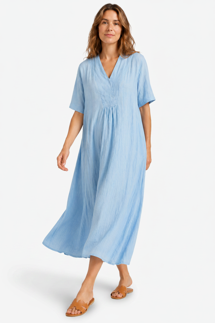VALERIQUE | Robe Midi Ample pour Femme – Col V