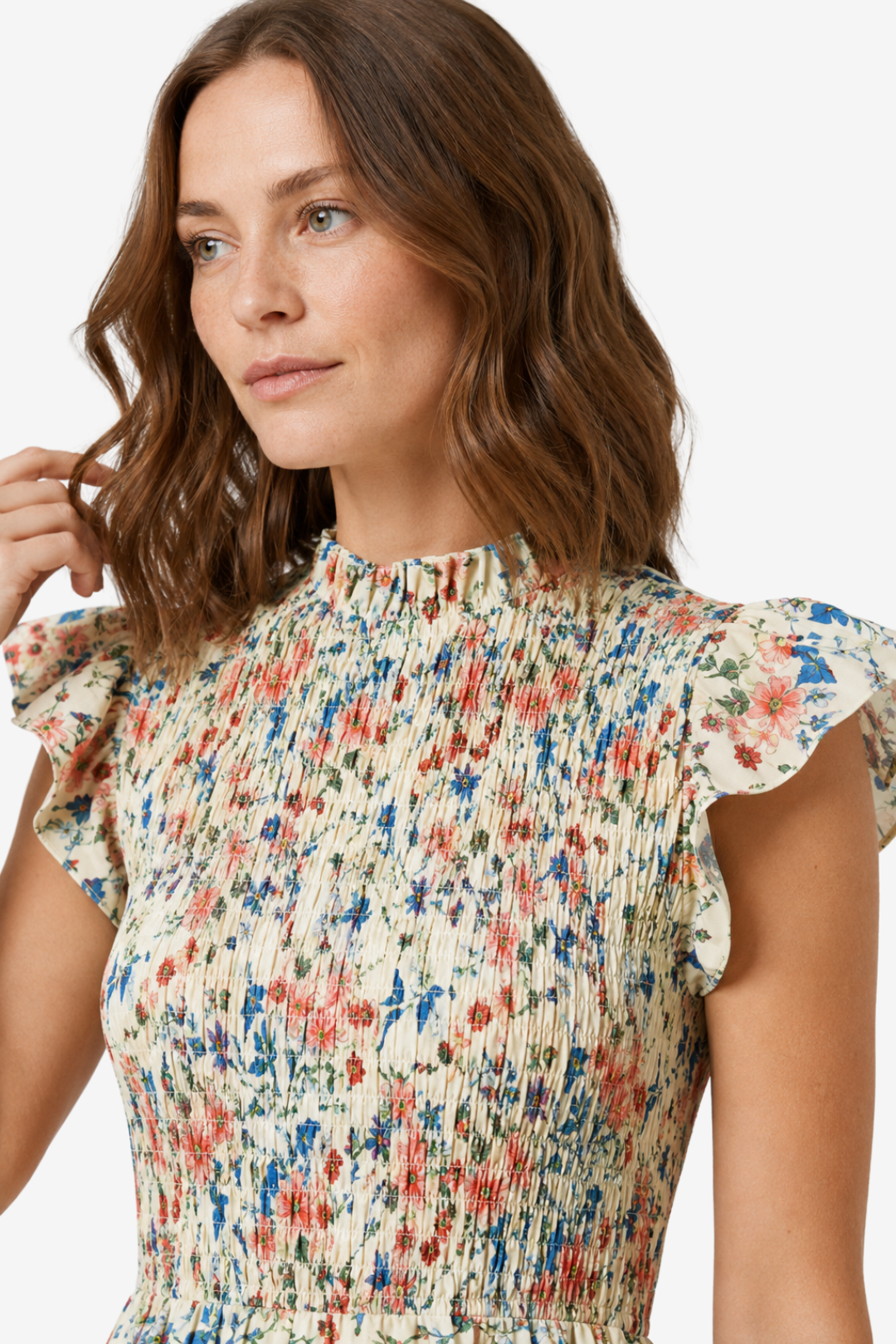 VALERIQUE | Robe Midi Fleurie pour Femme – Taille Smockée
