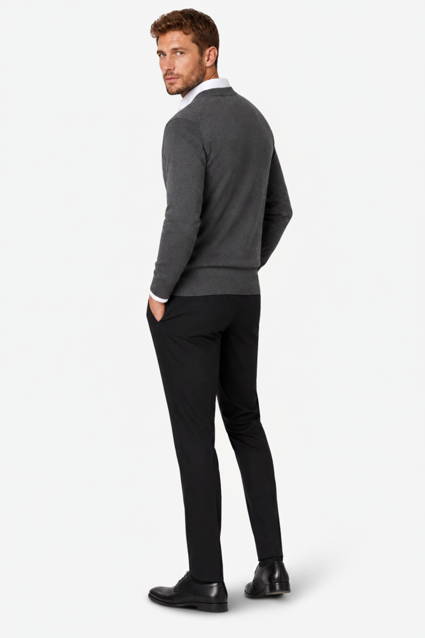 VALERIQUE | Cardigan Boutonné pour Homme – Col en V Coupe Slim Maille Fine