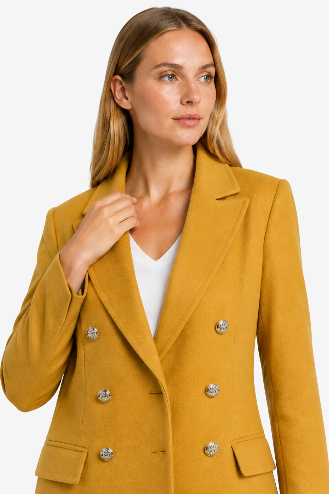VALERIQUE | Manteau long boutonné pour femme – Modèle croisé à revers crantés