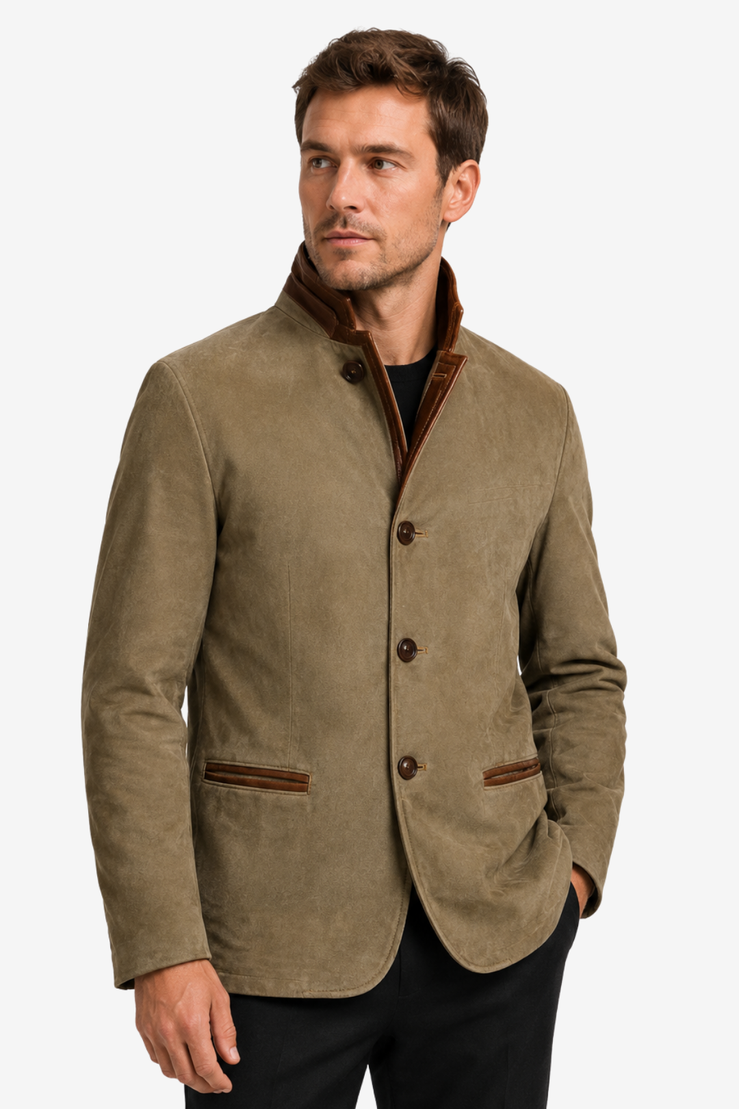 VALERIQUE | Blazer Ajusté pour Homme – Col Superposé Fermeture Boutonnée Classique