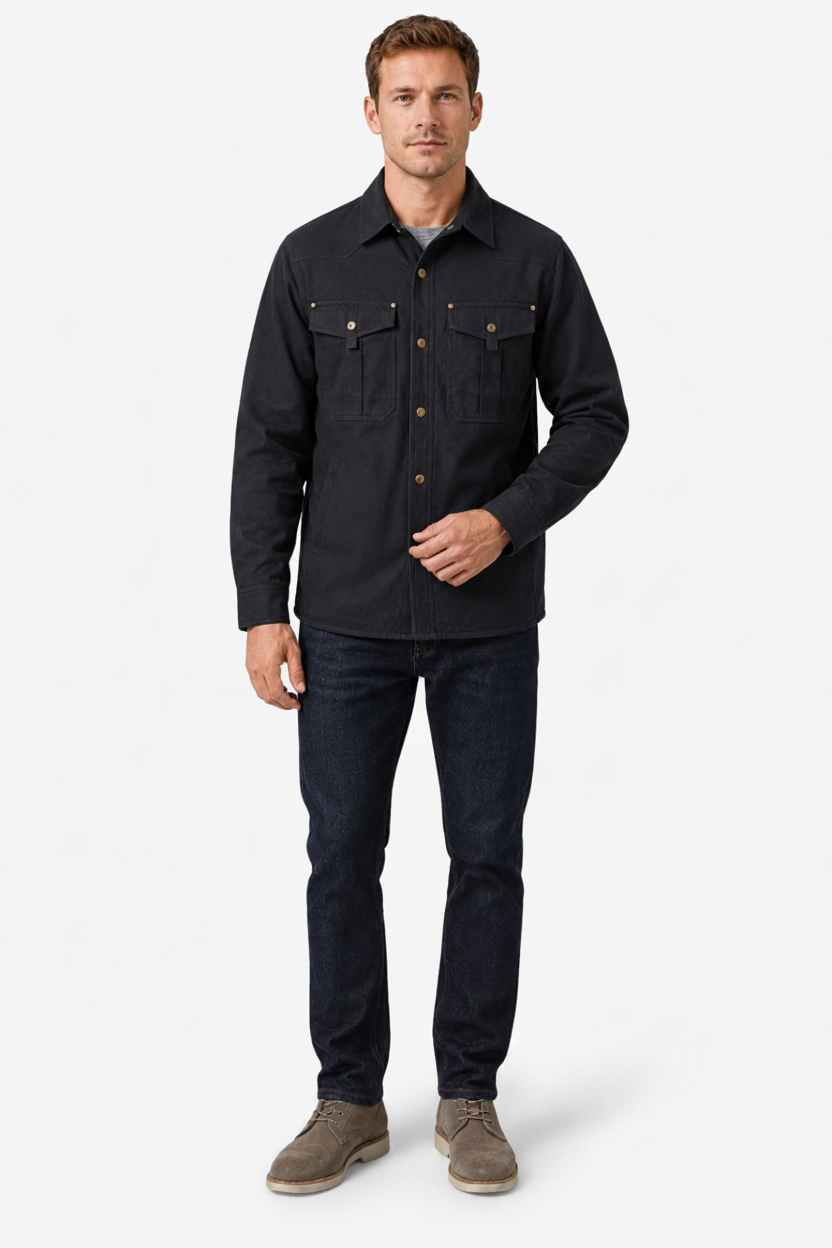 VALERIQUE | Veste Cargo en Coton pour Homme – Col Revers et Coupe Classique