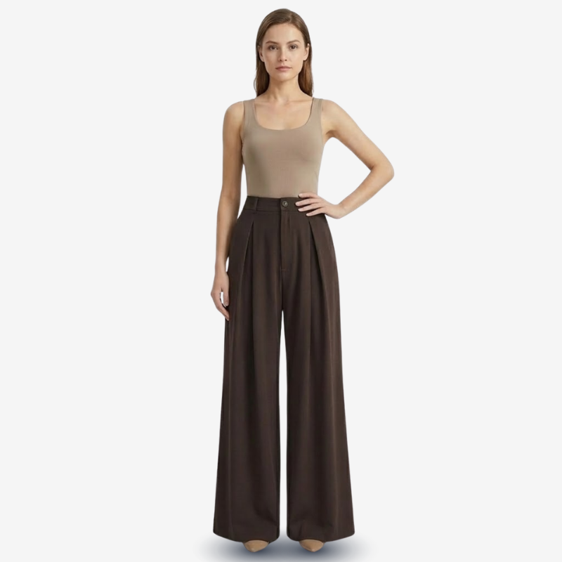 VALERIQUE | Pantalon Large Plissé Jacquard pour Femme – Élégance Fluide