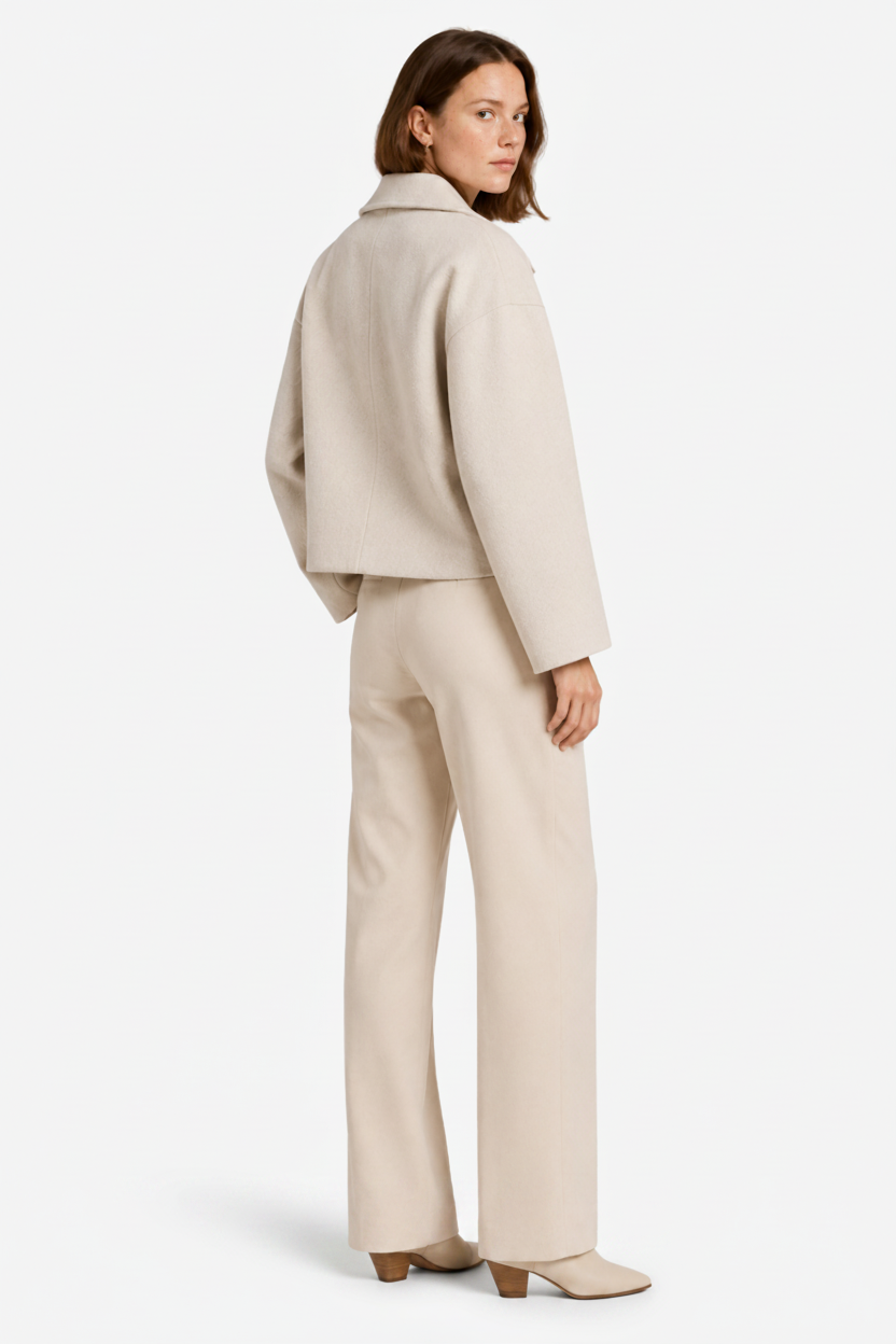 VALERIQUE | Manteau Court Double Boutonnage pour Femme - Beige, Marron et Noir