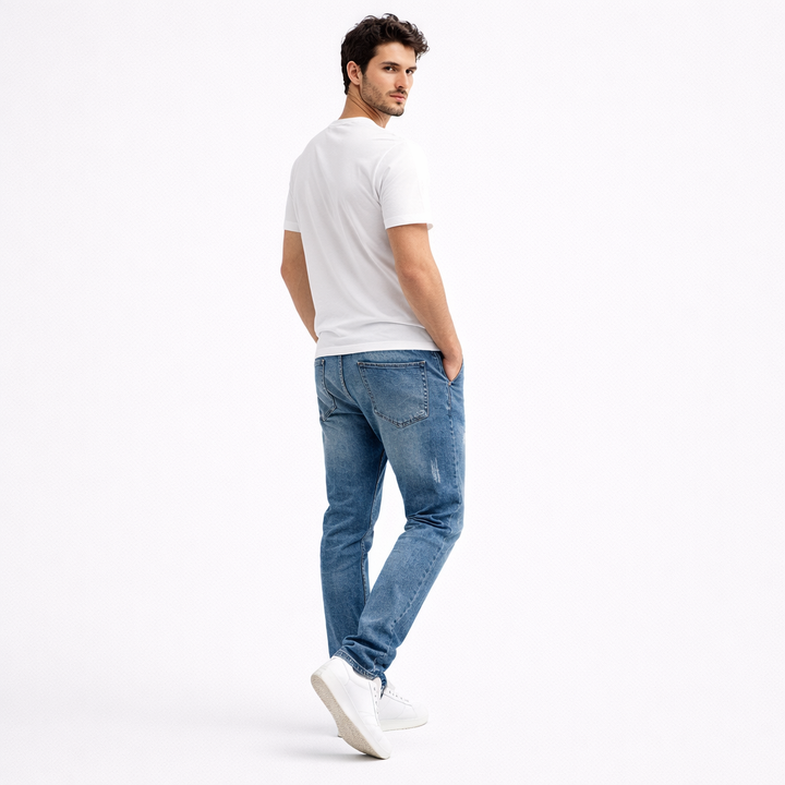 VALERIQUE | Jean Droit Taille Haute en Denim Bleu Clair pour homme – Coupe Classique