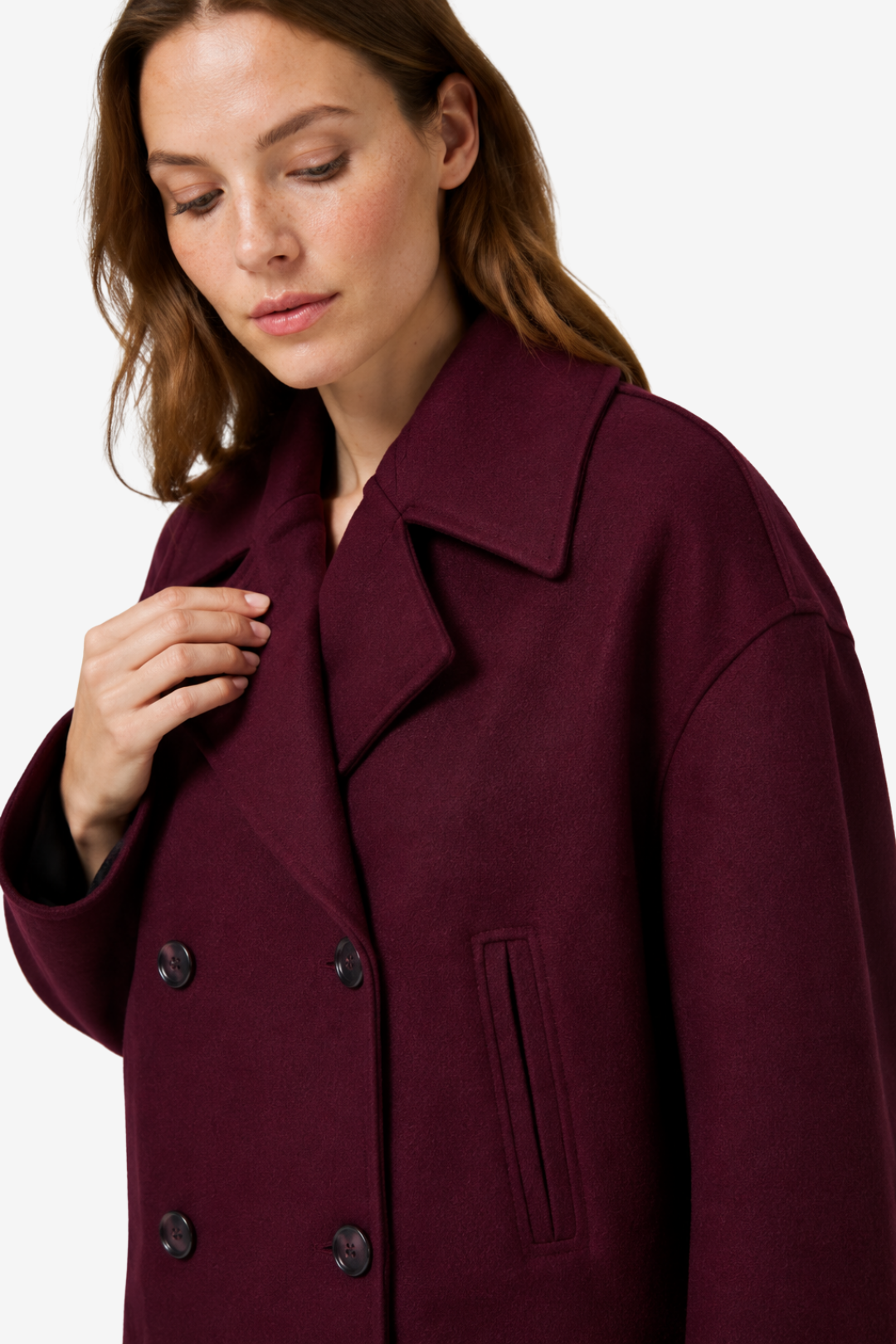 VALERIQUE | Veste courte à double boutonnage pour femme – Col à revers et poches latérales