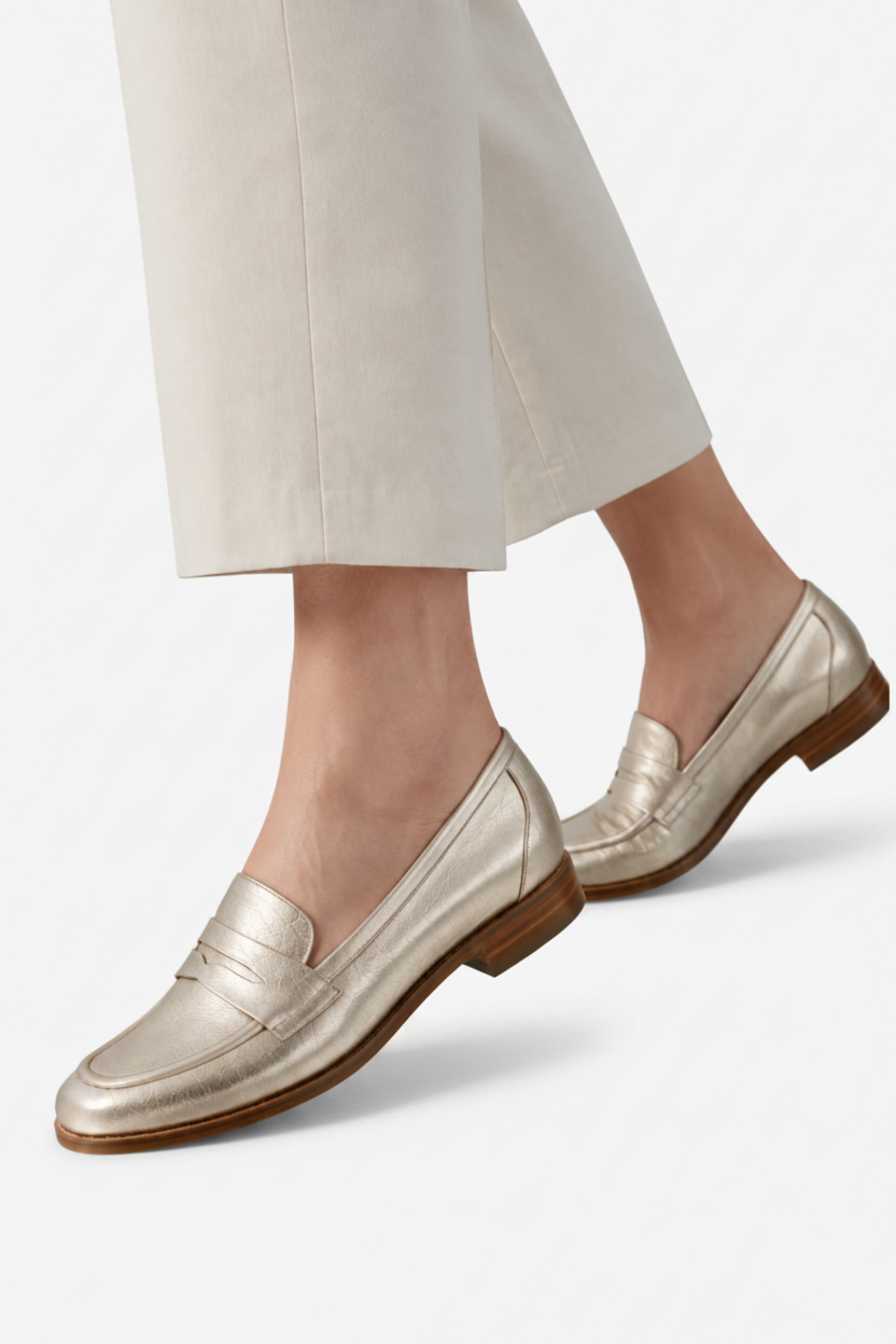 VALERIQUE | Mocassins patchwork à bout rond pour femmes – Bride penny classique et modèle facile à enfiler