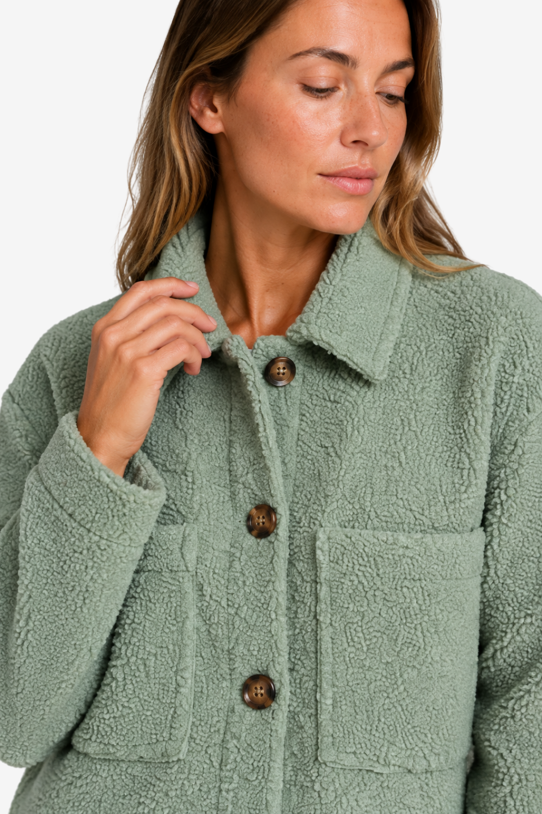 VALERIQUE | Manteau Droit Femme – Polaire Texturée et Poches