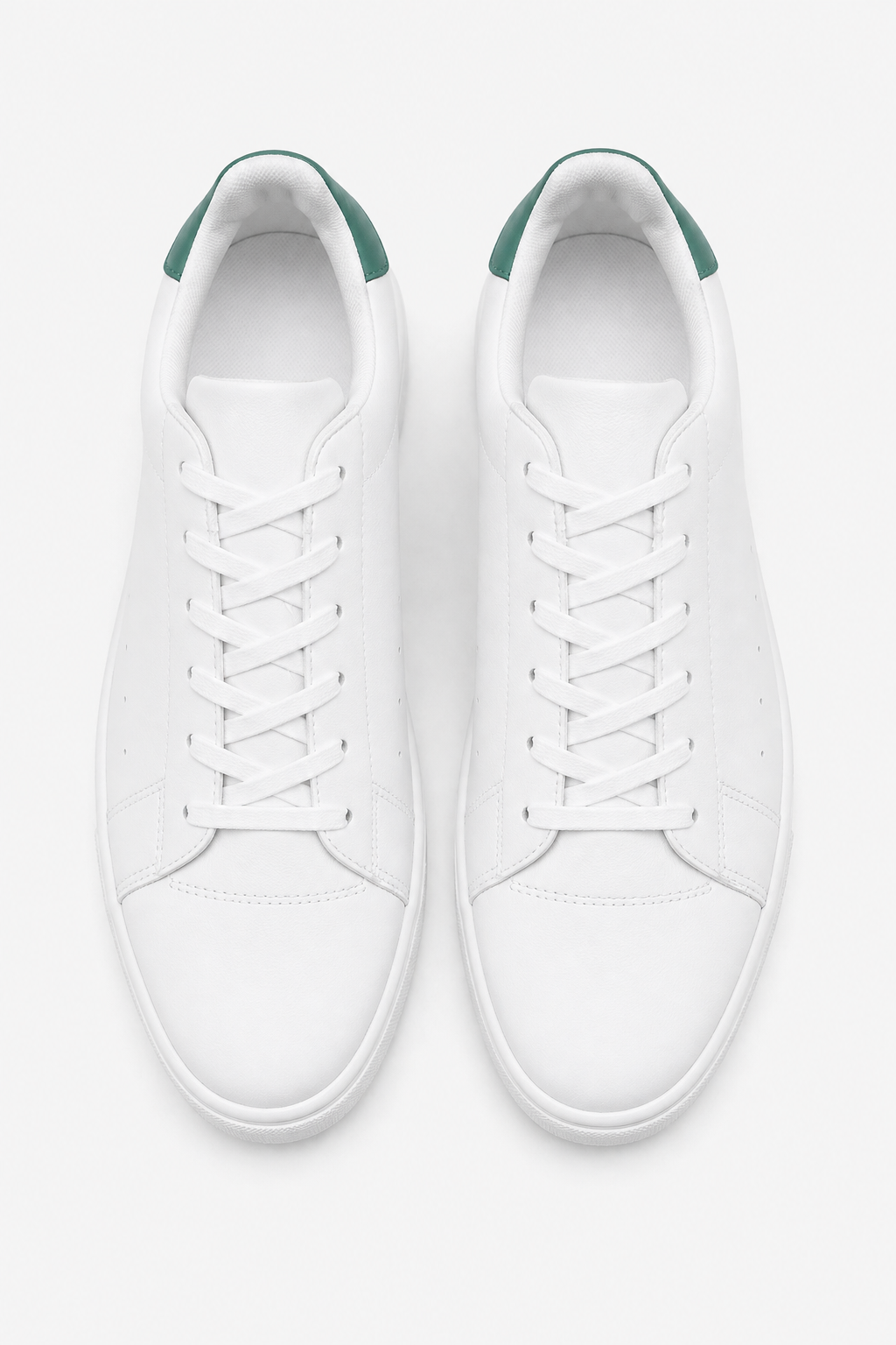 VALERIQUE | Baskets Basses Blanches à Lacets avec Détail Vert – Style Minimaliste