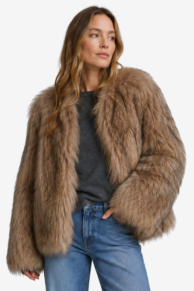 VALERIQUE | Veste en Fausse Fourrure pour Femme – Texture Pelucheuse Design Hivernal Décontracté